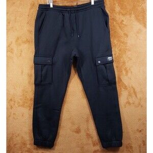 WESC Jogger Mens XL Black Unisex Fleece Cargo Slim Utility Sweatpants